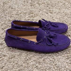 NiB Ralph Lauren Men’s Suede Harold Tassel Purple Driving Shoes Loafers  size 9